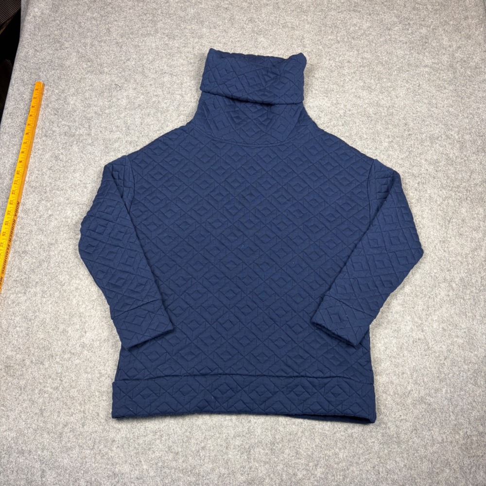 GapFit Womens Navy Blue Quilted Funnel Neck Pullover Sweatshirt Size S